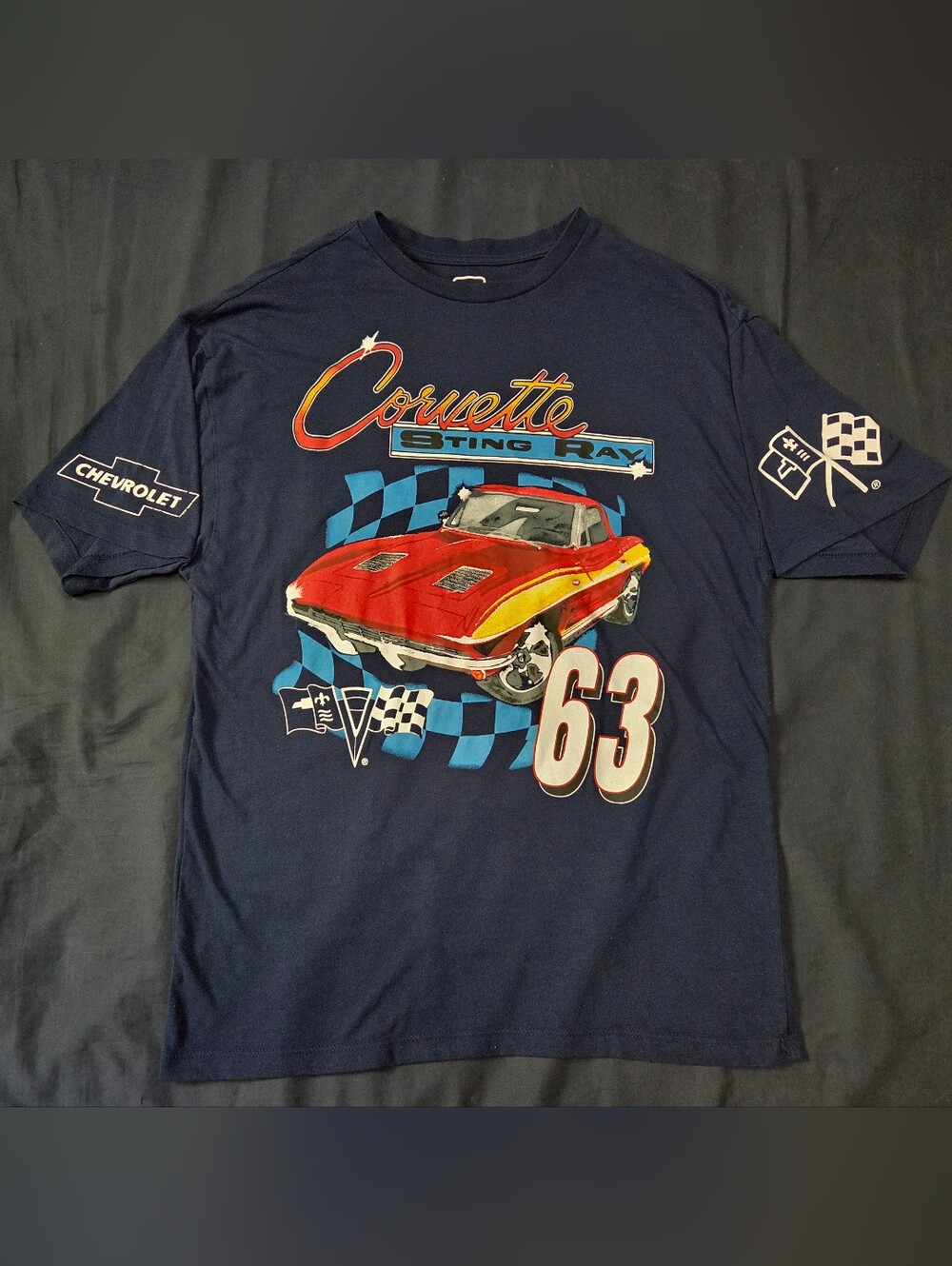 Chevrolet Corvette Sting Ray Graphic Tee - Navy with Red Car